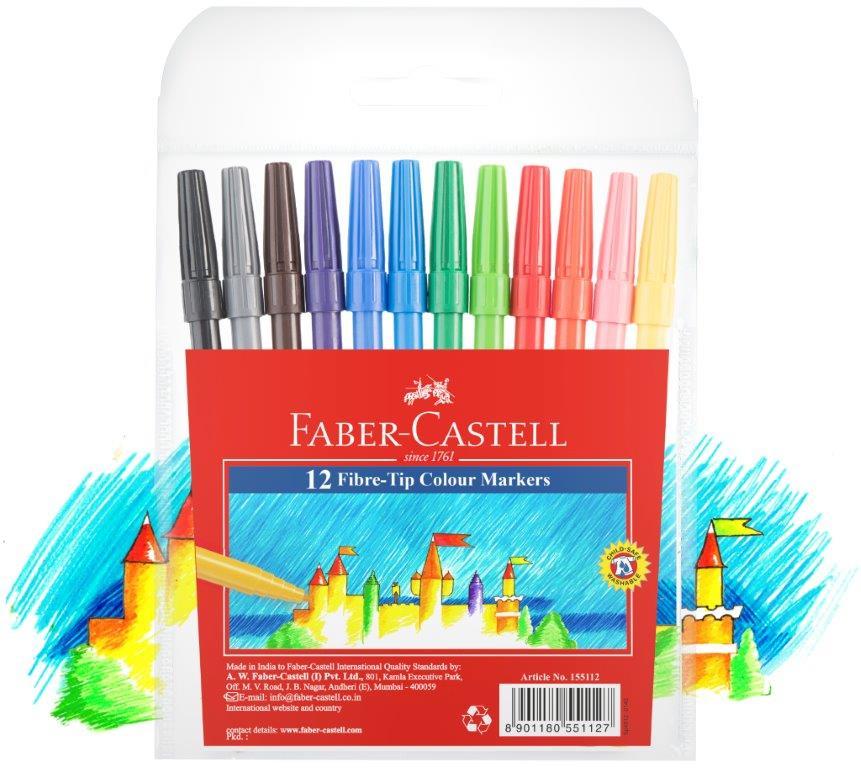 Faber Castell 12 Fibre Tip Colouring Pens